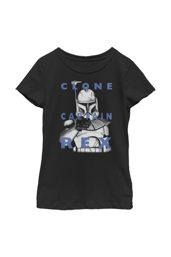 Girl's Star Wars: The Clone Wars Captain Rex Text Overlay Graphic Tee Black X Small