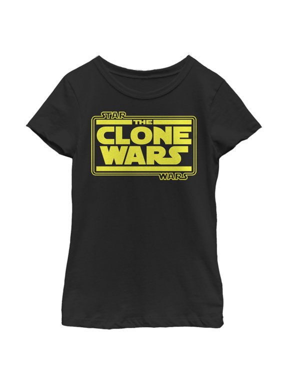 Girl's Star Wars: The Clone Wars Classic Logo Graphic Tee Black Medium