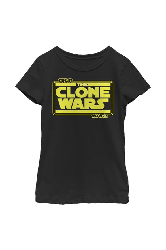 Girl's Star Wars: The Clone Wars Classic Logo Graphic Tee Black Small