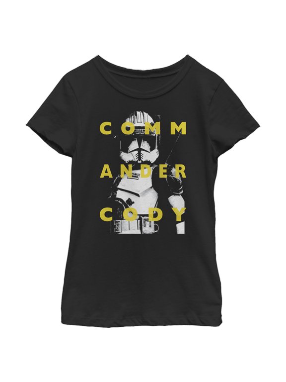 Girl's Star Wars: The Clone Wars Commander Cody Text Overlay Graphic Tee Black X Large