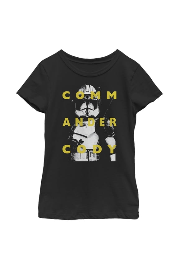 Girl's Star Wars: The Clone Wars Commander Cody Text Overlay Graphic Tee Black X Large