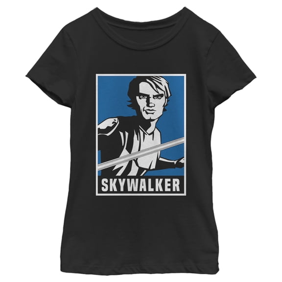 Girl's Star Wars: The Clone Wars Luke Skywalker Poster  Graphic Tee Black Medium