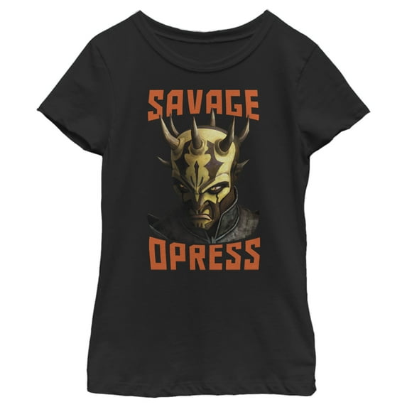 Girl's Star Wars: The Clone Wars Savage Opress Big Face Graphic Tee Black Large