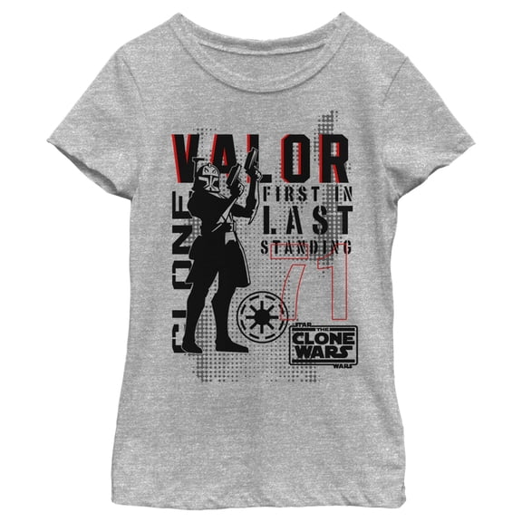Girl's Star Wars: The Clone Wars Valor First In Last Standing Graphic Tee Athletic Heather Large