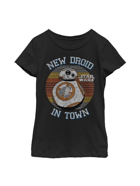 Girl's Star Wars The Force Awakens BB-8 New Droid in Town Graphic Tee Black Medium