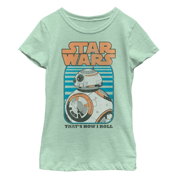 Girl's Star Wars The Force Awakens BB-8 Retro How I Roll  Graphic Tee Mint Large