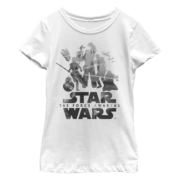 Girl's Star Wars The Force Awakens Group Silhouette Watercolor  Graphic Tee White X Large