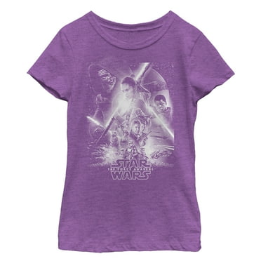 Girl's Star Wars The Force Awakens Movie Poster  Graphic Tee Purple Berry Large