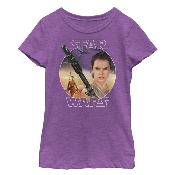 Girl's Star Wars The Force Awakens Rey Jakku Graphic Tee Purple Berry Large
