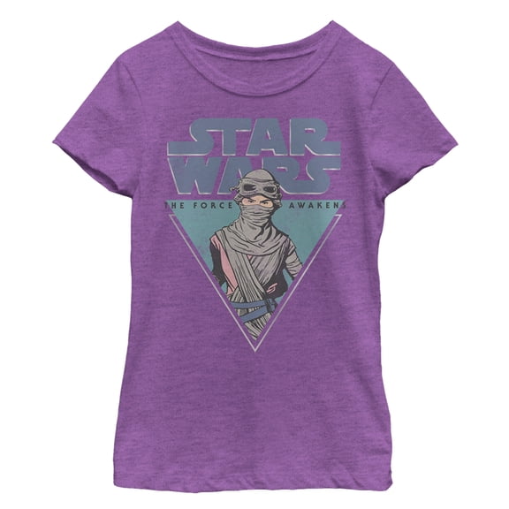 Girl's Star Wars The Force Awakens Rey Triangle Graphic Tee Purple Berry Small