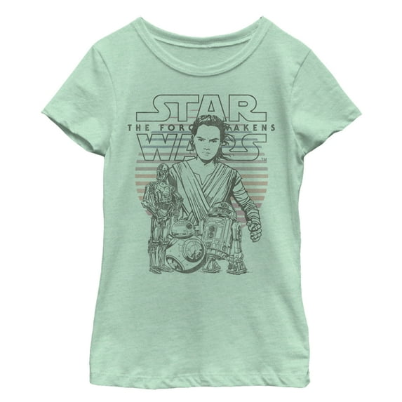 Girl's Star Wars The Force Awakens Rey and Droid Adventure Graphic Tee Mint X Small