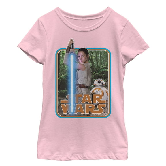 Girl's Star Wars The Force Awakens Rey on Takodana  Graphic Tee Light Pink Large