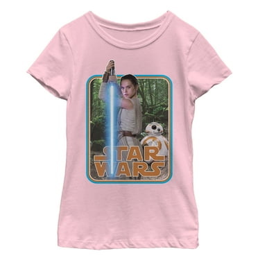 Girl's Star Wars The Force Awakens Rey on Takodana  Graphic Tee Light Pink Medium