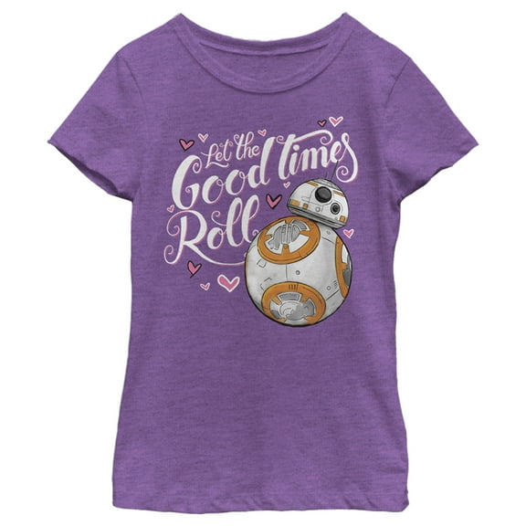 Girl's Star Wars The Force Awakens Valentine BB-8 Good Times Roll  Graphic Tee Purple Berry Medium