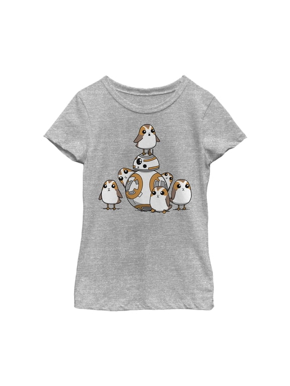 Girl's Star Wars The Last Jedi BB-8 Porg Party Graphic Tee Athletic Heather Medium
