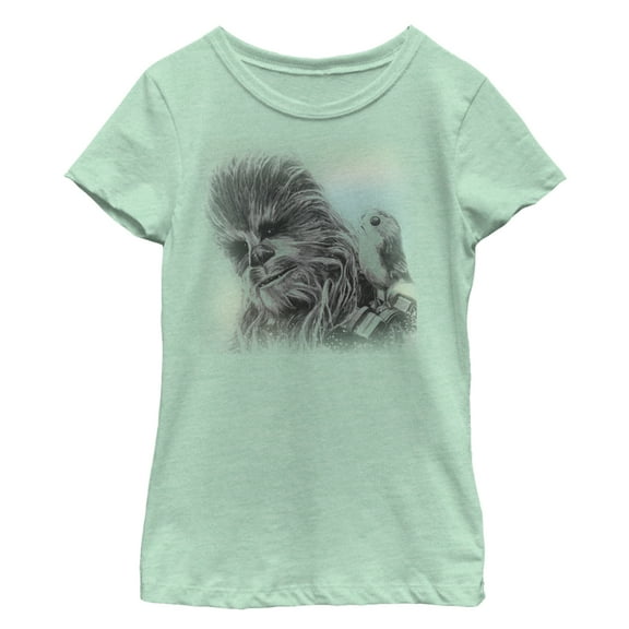 Girl's Star Wars The Last Jedi Chewbacca Porg Friends  Graphic Tee Mint X Large