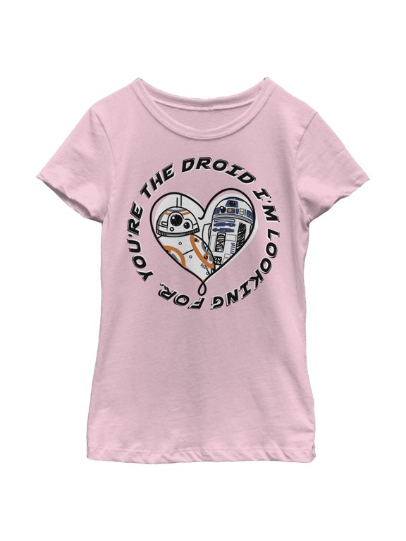 Girl's Star Wars The Last Jedi R2-D2 and BB-8 You're the Droid I'm Looking For Graphic Tee Light Pink X Large