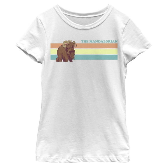 Girl's Star Wars: The Mandalorian Bantha Ride Retro Logo Graphic Tee White X Large