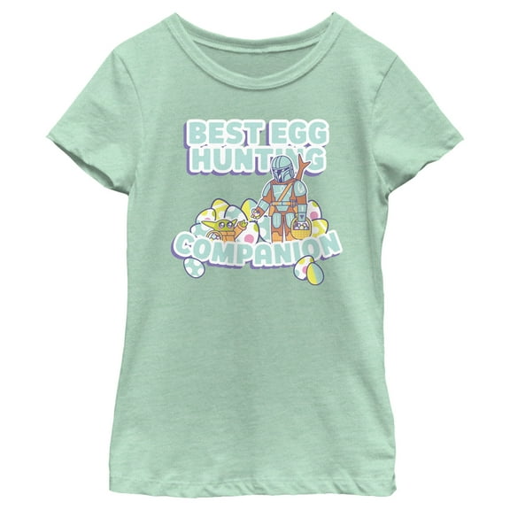 Girl's Star Wars: The Mandalorian Best Egg Hunt Duo Graphic Tee Mint Medium