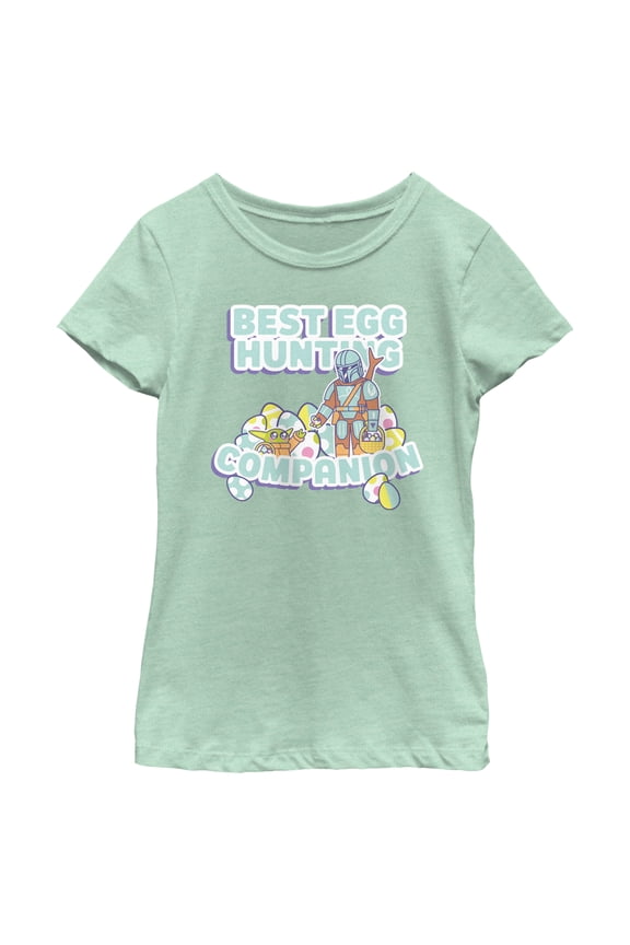 Girl's Star Wars: The Mandalorian Best Egg Hunt Duo Graphic Tee Mint Medium