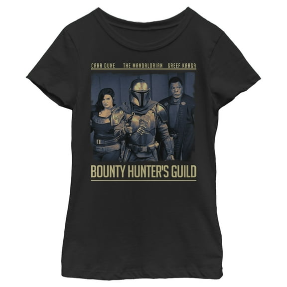 Girl's Star Wars: The Mandalorian Bounty Hunter's Guild  Graphic Tee Black Medium