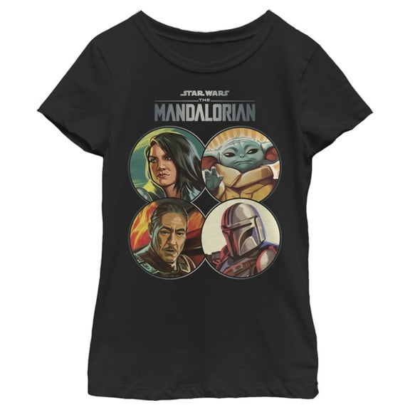 Girl's Star Wars: The Mandalorian Character Frame  Graphic Tee Black Small