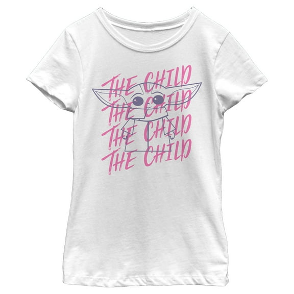 Girl's Star Wars: The Mandalorian Child Grogu Sketch  Graphic Tee White Large