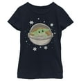 thumbnail image 1 of Girl's Star Wars: The Mandalorian Christmas The Child Space Cruise  Graphic Tee Navy Blue X Small, 1 of 4