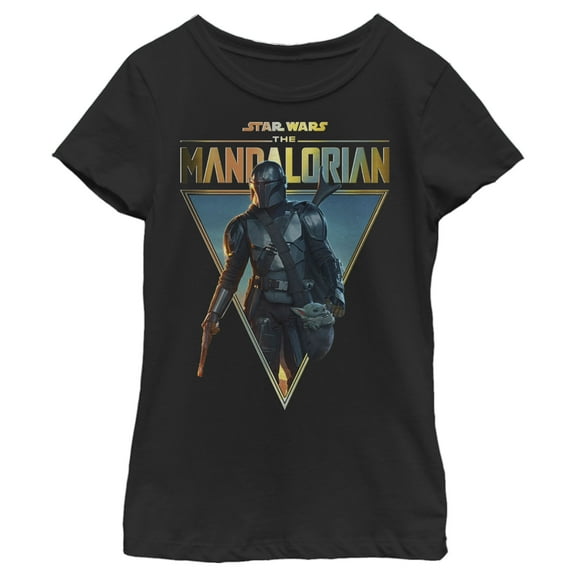 Girl's Star Wars: The Mandalorian Clan of Two  Graphic Tee Black Large