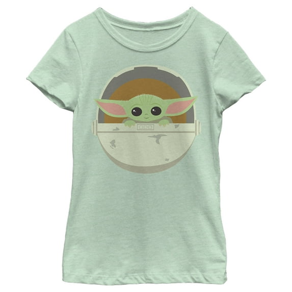 Girl's Star Wars: The Mandalorian Cute Cartoon Grogu Bassinet Graphic Tee Mint X Small