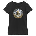 thumbnail image 1 of Girl's Star Wars: The Mandalorian Din Djarin Dadalorian Number One in the Galaxy Sticker Graphic Tee Black / 1 Small, 1 of 4