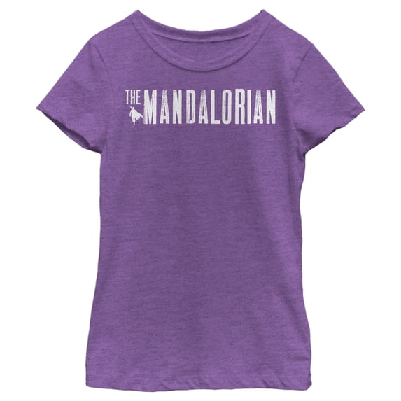 Girl's Star Wars: The Mandalorian Distressed Title Logo Graphic Tee Purple Berry Large
