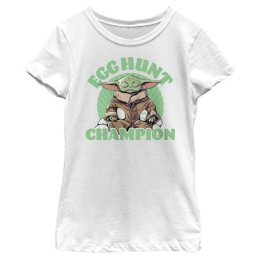 Girl's Star Wars: The Mandalorian Easter Grogu Egg Hunt Champion  Graphic Tee White Large