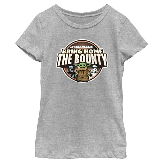 Girl's Star Wars: The Mandalorian Grogu Bounty Graphic Tee Athletic Heather Small