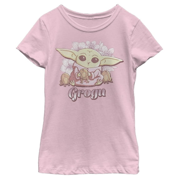 Girl's Star Wars: The Mandalorian Grogu Cute Frogs Graphic Tee Light Pink X Small