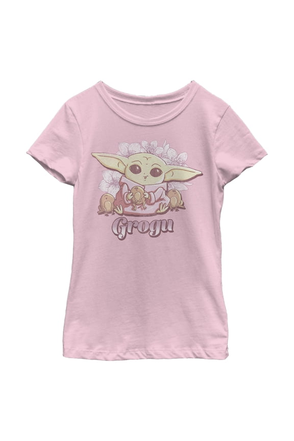 Girl's Star Wars: The Mandalorian Grogu Cute Frogs Graphic Tee Light Pink X Small