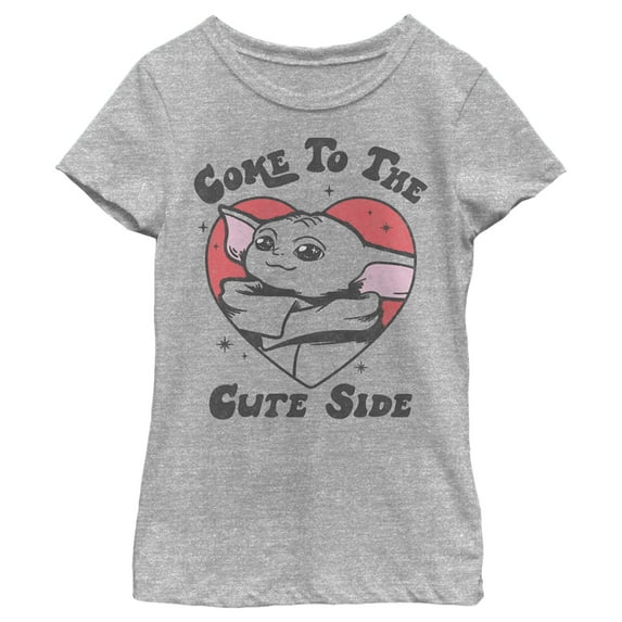 Girl's Star Wars: The Mandalorian Grogu Cute Lord Graphic Tee Athletic Heather Small