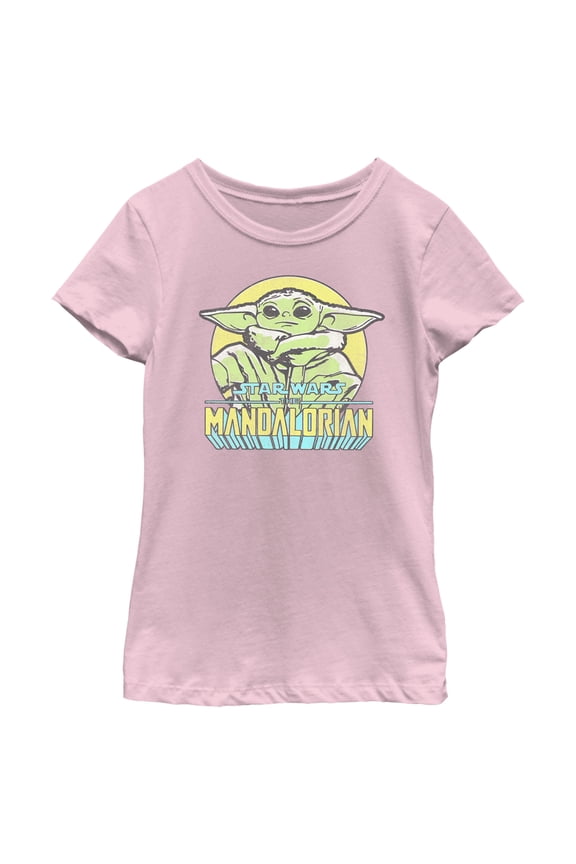 Girl's Star Wars: The Mandalorian Grogu Drawing Graphic Tee Light Pink X Small