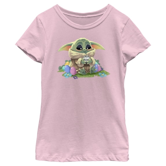 Girl's Star Wars: The Mandalorian Grogu Easter Egg Collector Graphic Tee Light Pink Large