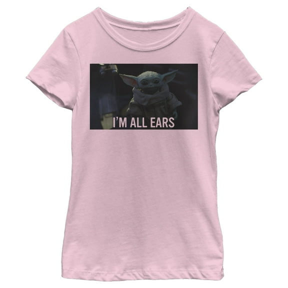 Girl's Star Wars: The Mandalorian Grogu I'm All Ears Meme  Graphic Tee Light Pink X Small