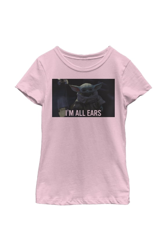 Girl's Star Wars: The Mandalorian Grogu I'm All Ears Meme Graphic Tee Light Pink X Small