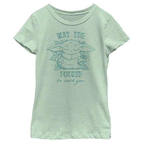Girl's Star Wars: The Mandalorian Grogu May the Fourth Be With You  Graphic Tee Mint X Small