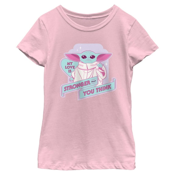Girl's Star Wars: The Mandalorian Grogu My Love Is Stronger Graphic T-Shirt