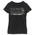 thumbnail image 1 of Girl's Star Wars: The Mandalorian Grogu Naps & Snacks Meme  Graphic Tee Black X Small, 1 of 4
