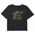 thumbnail image 1 of Girl's Star Wars: The Mandalorian Grogu Realistic Portrait Graphic Cropped T-Shirt Black X Small, 1 of 3