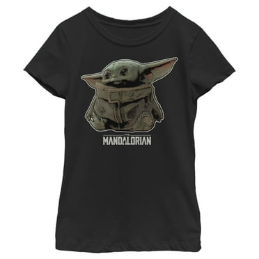 Girl's Star Wars: The Mandalorian Grogu Series Logo  Graphic Tee Black X Small
