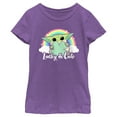 thumbnail image 1 of Girl's Star Wars: The Mandalorian Grogu St. Patrick's Day Rainbow Lucky and Cute  Graphic Tee Purple Berry Medium, 1 of 4