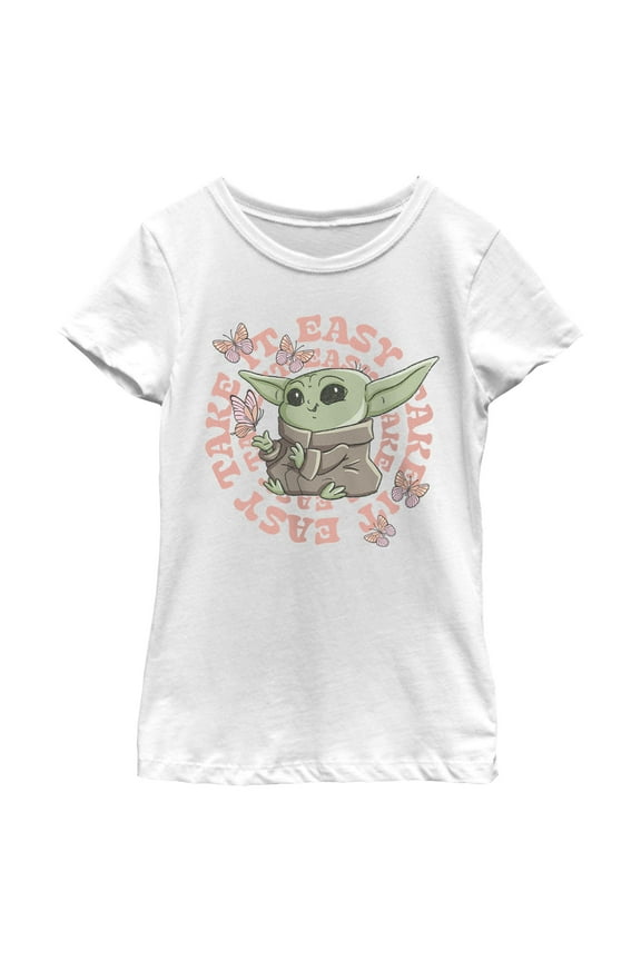 Girl's Star Wars: The Mandalorian Grogu Take It Easy Graphic Cropped T-Shirt