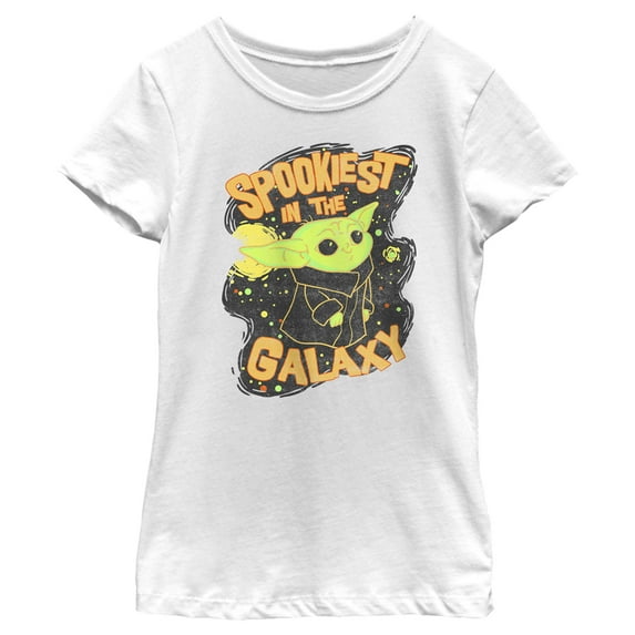 Girl's Star Wars: The Mandalorian Grogu The Spooky Alien Graphic Tee White Medium