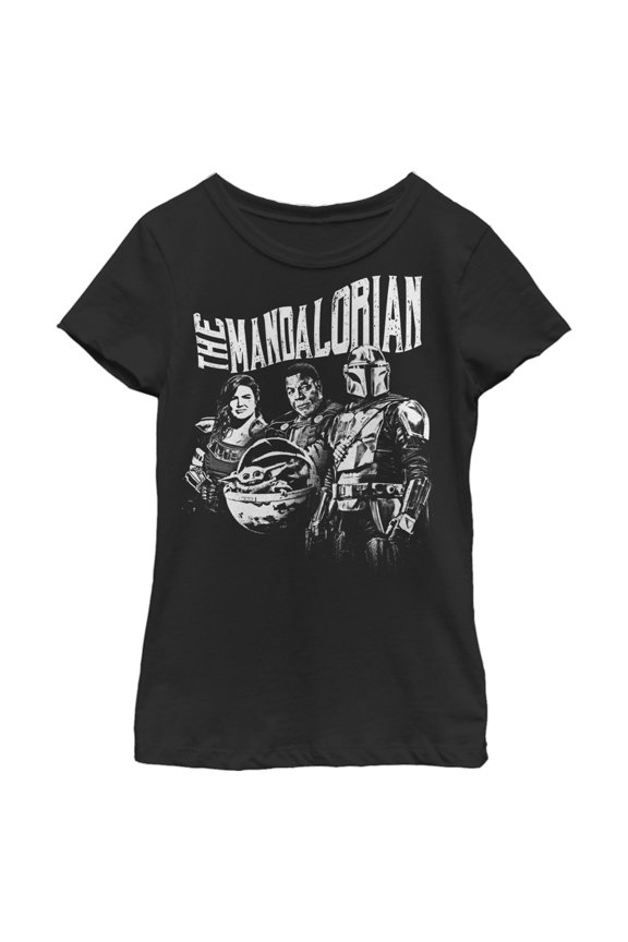 Girl's Star Wars: The Mandalorian Guild on Assignment Graphic Tee Black Medium